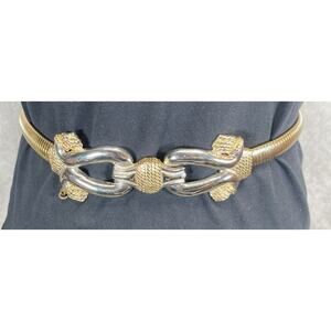VTG Accessocraft NYC Gold/Silver Tone Equestrian Knot Belt 26-32” Stretch